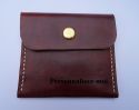 Pochette en cuir Marron à bouton gravée