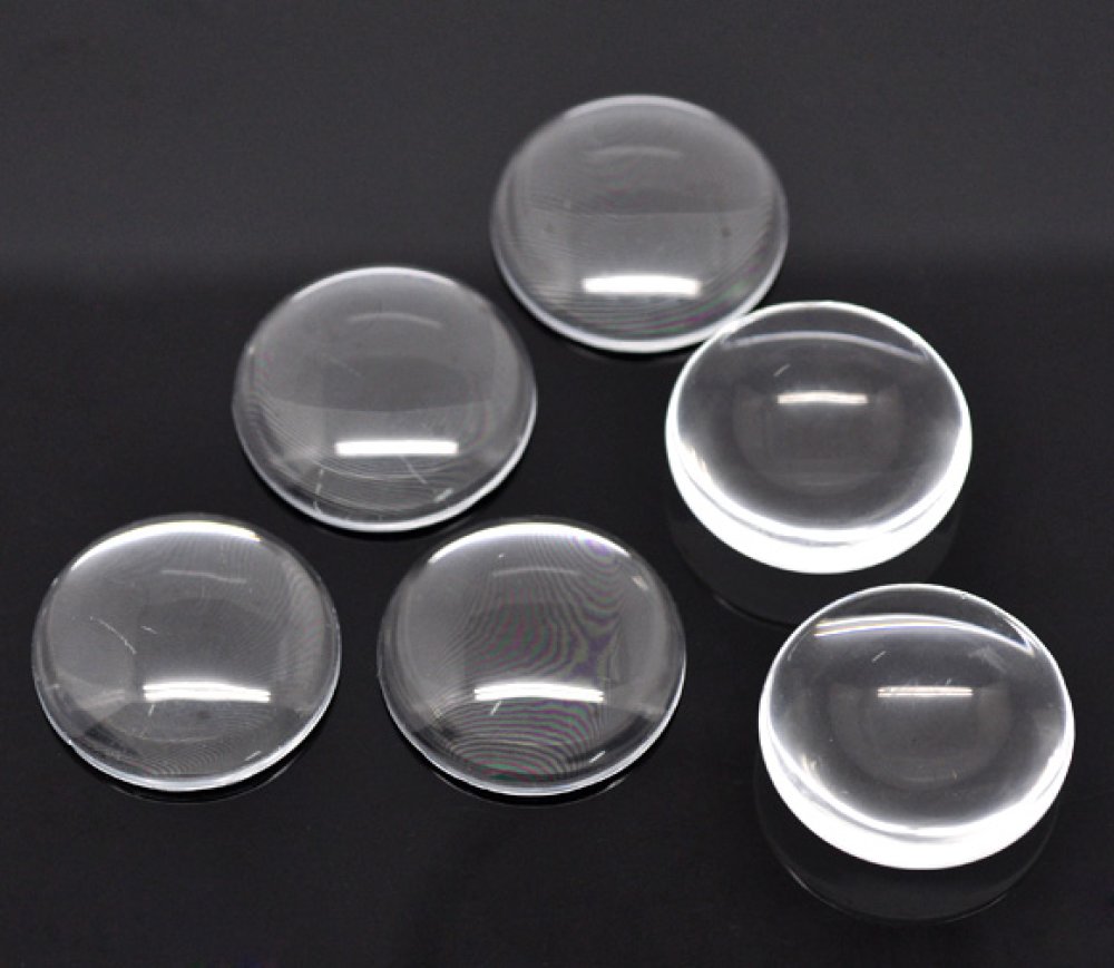 100 Cabochons Ronds 30 mm en verre Loupe transparent N°13