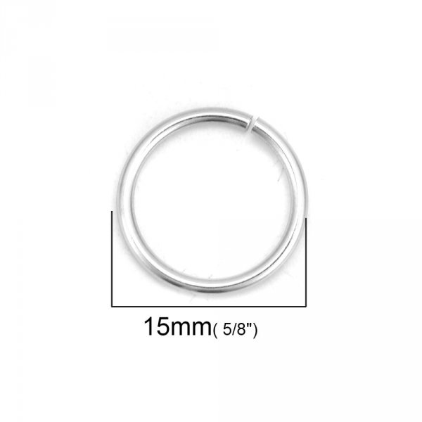 10 Anneaux de jonction ouvert 15 mm Inoxydable