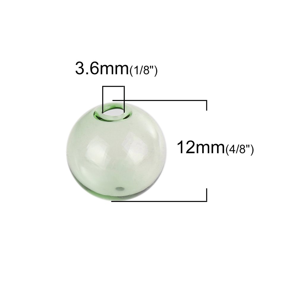 10 Boules en verre ronde de 12mm Vert à remplir