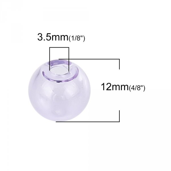 10 Boules en verre ronde de 12mm Violet &agrave; remplir