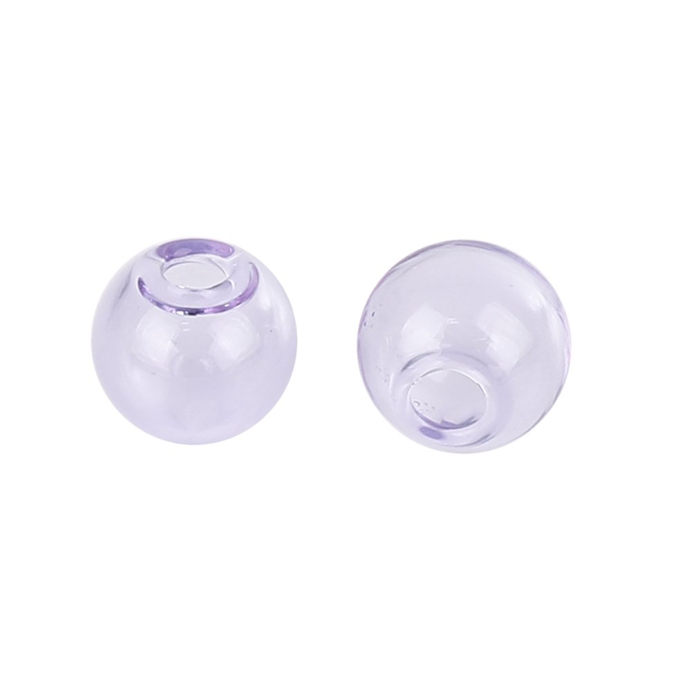 10 Boules en verre ronde de 12mm Violet à remplir