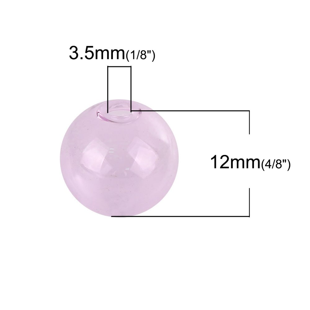 10 Boules en verre ronde de 12mm Rose à remplir