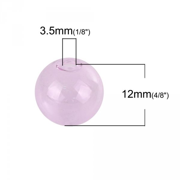 10 Boules en verre ronde de 12mm Rose &agrave; remplir