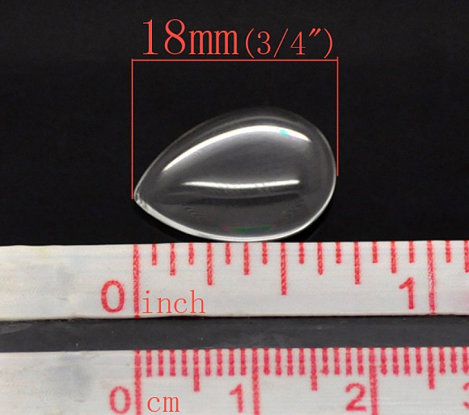 10 Cabochons Gouttes 13 x 18 mm en verre loupe transparent N&deg;24