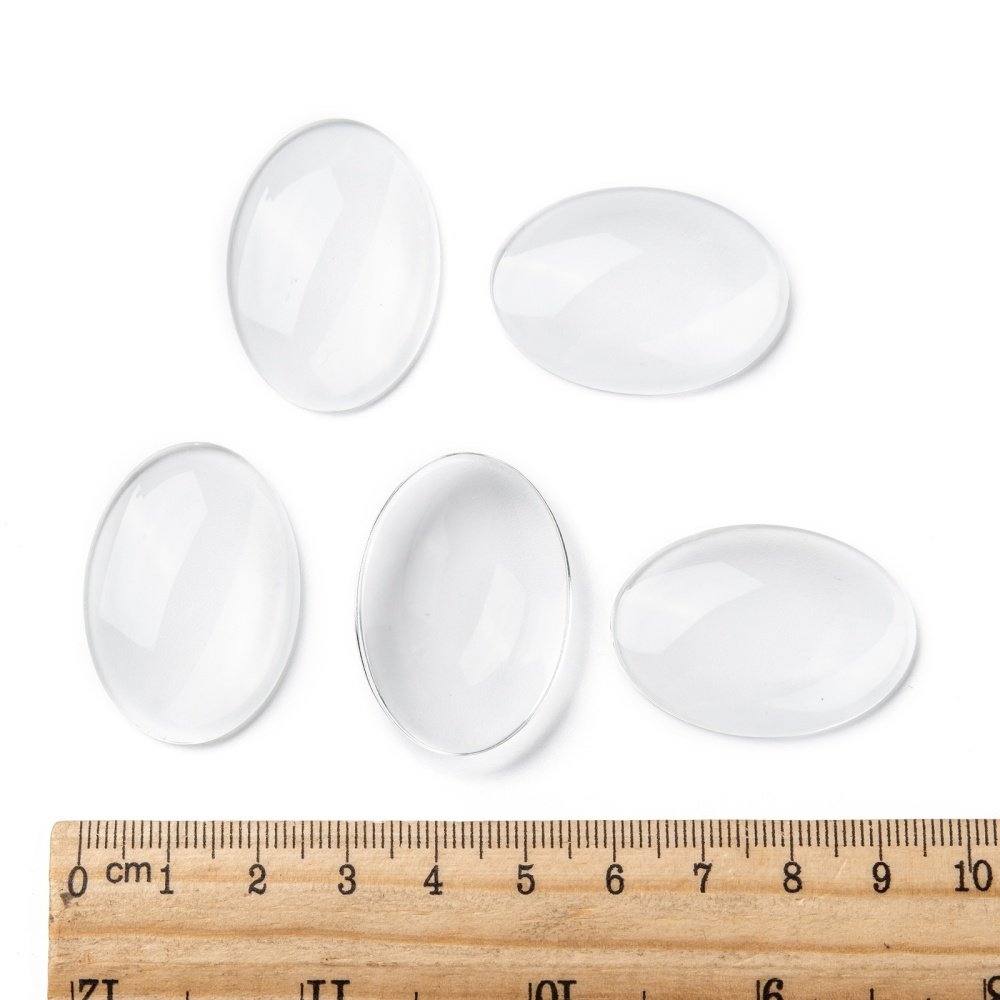 10 Cabochons Ovales 25 x 35 mm en verre loupe transparent N°20
