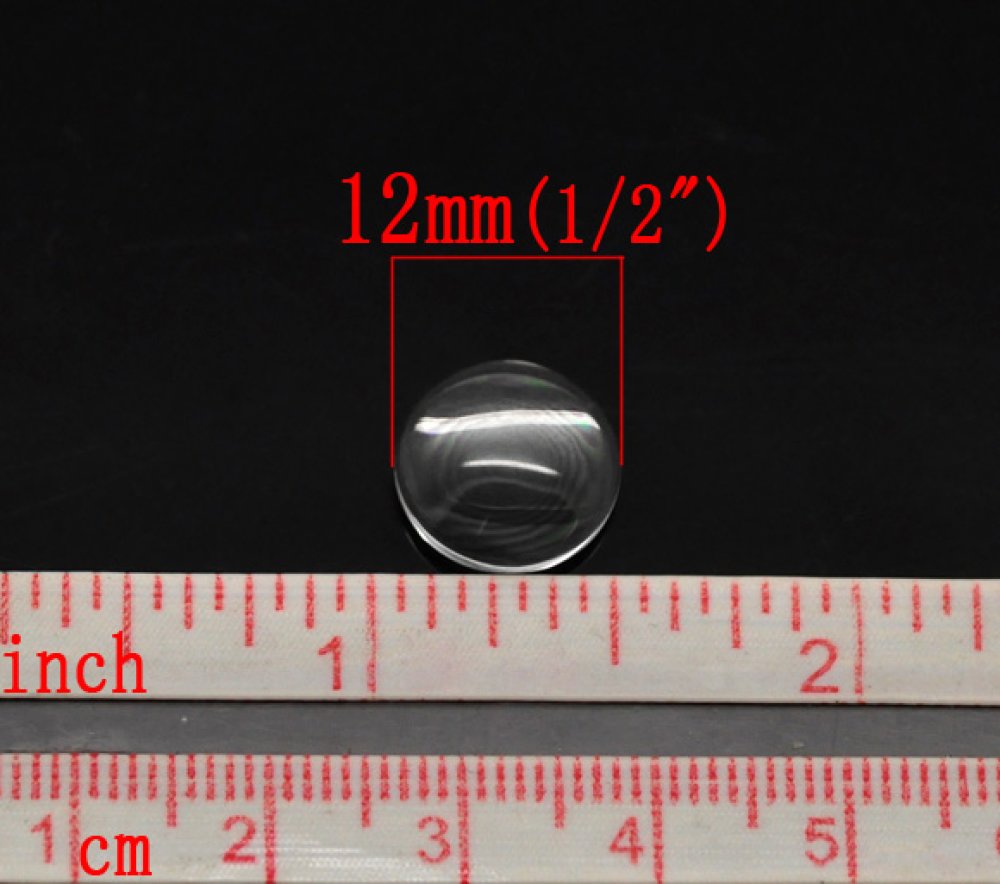 10 Cabochons Ronds 12 mm en verre loupe transparent N°03