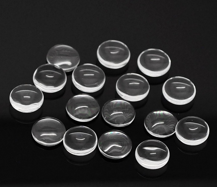 10 Cabochons Ronds 12 mm en verre loupe transparent N&deg;03