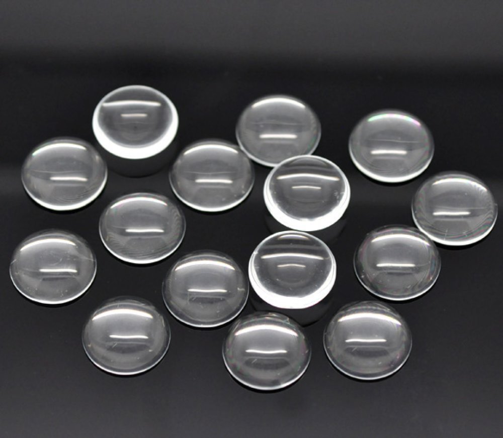 10 Cabochons Ronds 10 mm en verre loupe transparent N°02
