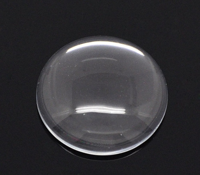 10 Cabochons Ronds 25 mm en verre loupe transparent N&deg;11 standard