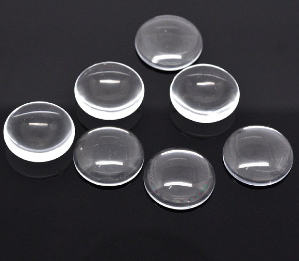 10 Cabochons Ronds 25 mm en verre loupe transparent N°11 standard