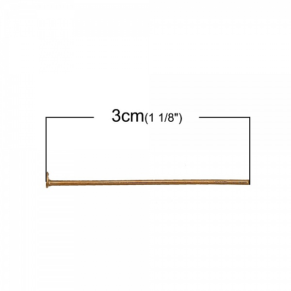 10 Clous 30 mm t&ecirc;te plate Plaqu&eacute; Or 14K