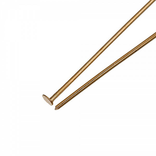 10 Clous 30 mm t&ecirc;te plate Plaqu&eacute; Or 14K