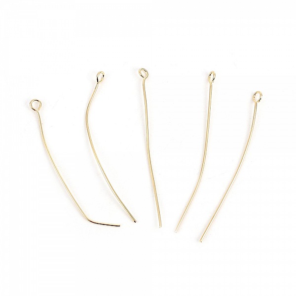 10 Clous 50 mm t&ecirc;te &oelig;il Plaqu&eacute; Or 18K