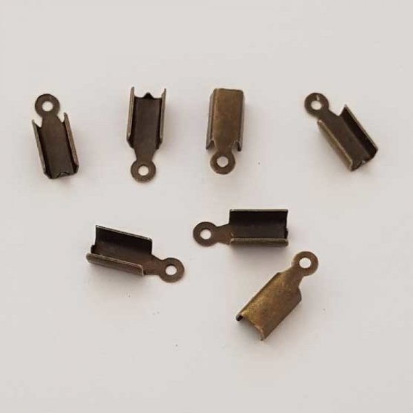 10 Embouts &agrave; coller Serres Cordons Bronze 8 x 4 mm