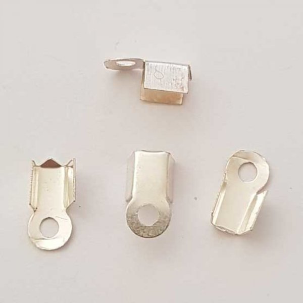 10 Embouts &agrave; coller Serres Cordons Argent 4 x 4 mm N&deg;01