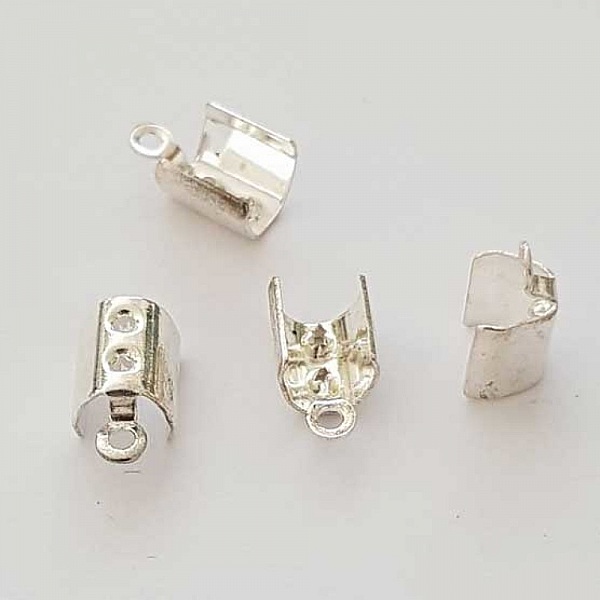 10 Embouts &agrave; coller Serres Cordons Argent 6 x 4 mm N&deg;04