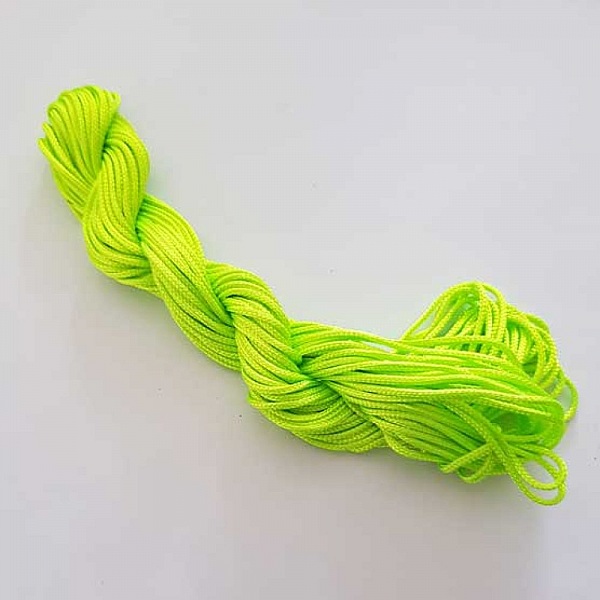 10 M&egrave;tres de Cordons 2 mm Nylon Tress&eacute;s Vert Fluo