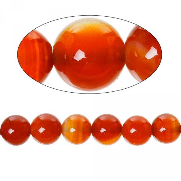 10 Perles Agate ( Chauff&eacute; ) Rond Rouge Orang&eacute; 8 mm Classement B