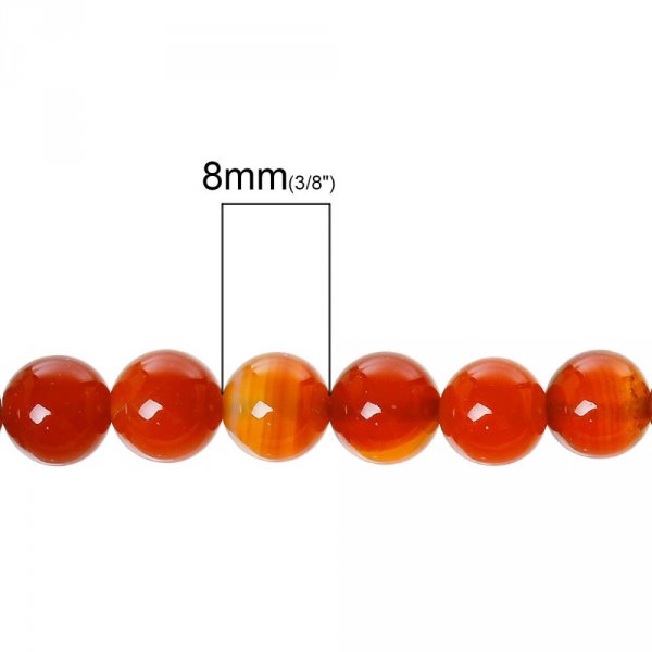 10 Perles Agate ( Chauff&eacute; ) Rond Rouge Orang&eacute; 8 mm Classement B