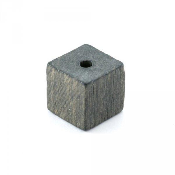 10 Perles Bois Cube / Carr&eacute; 10 mm Gris Fonc&eacute;