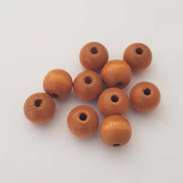 10 Perles Bois ronde 08 mm Marron N&deg;02