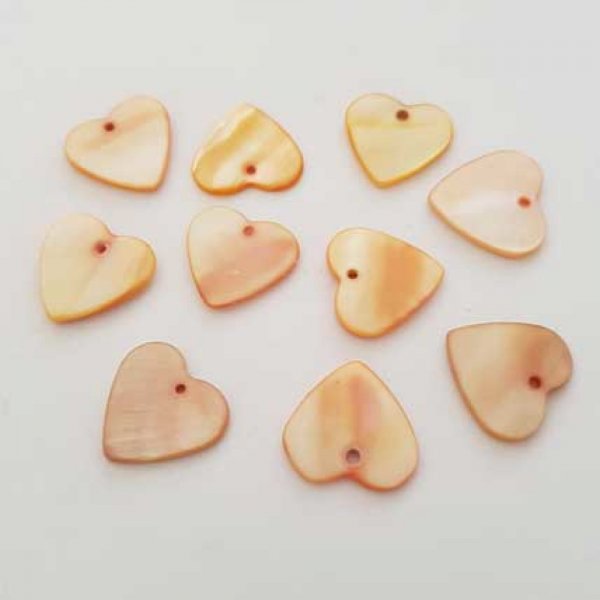 10 Perles breloques Pendentifs Nacres C&oelig;ur 17mm Orange