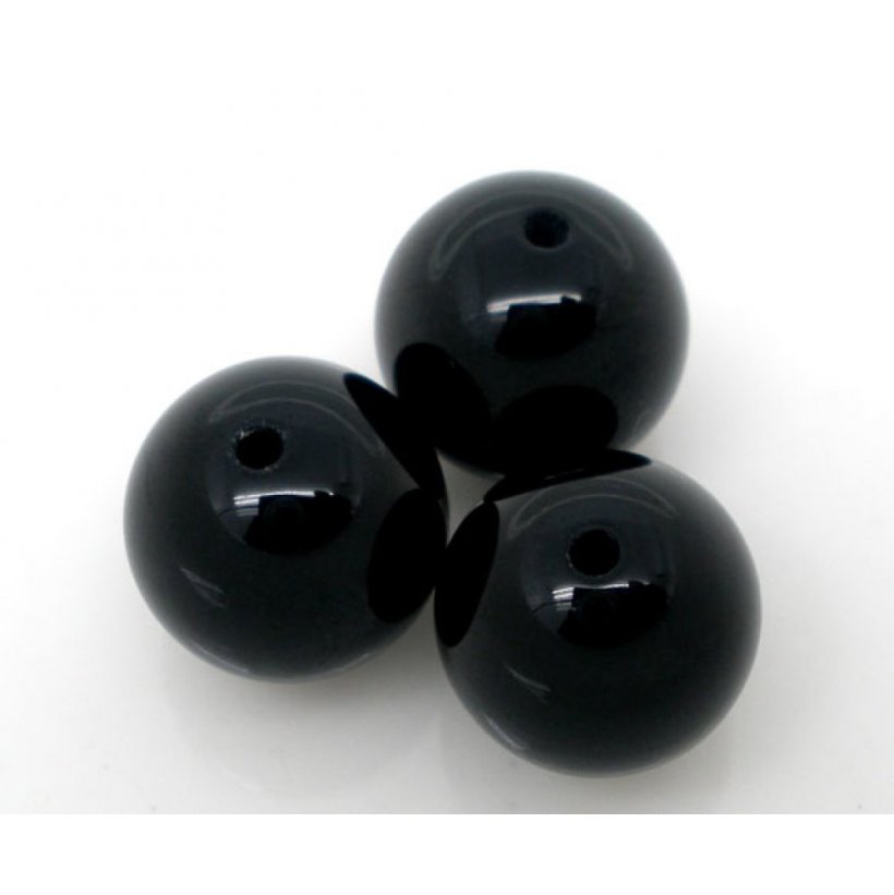 10 Perles en Agate ( Teint ) Rond Noir 10mm Classement B