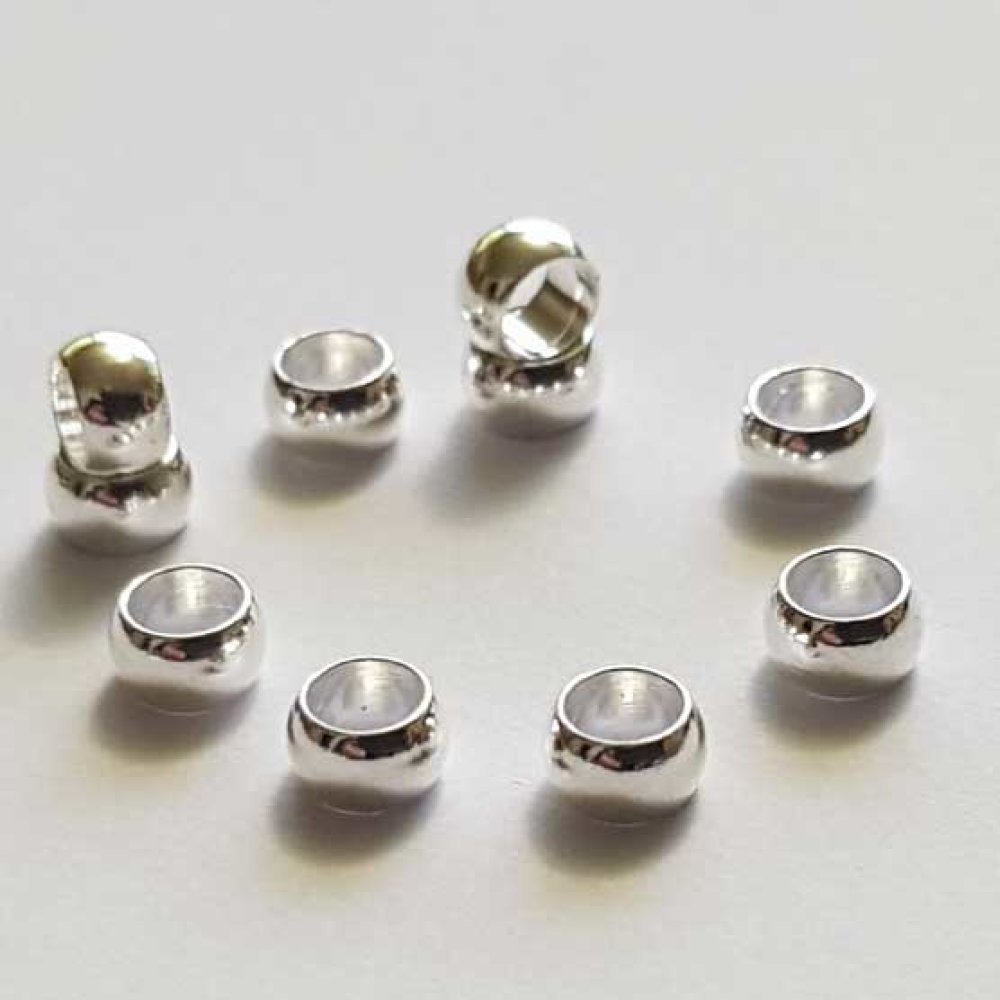 10 Perles à écraser de 3 mm argent