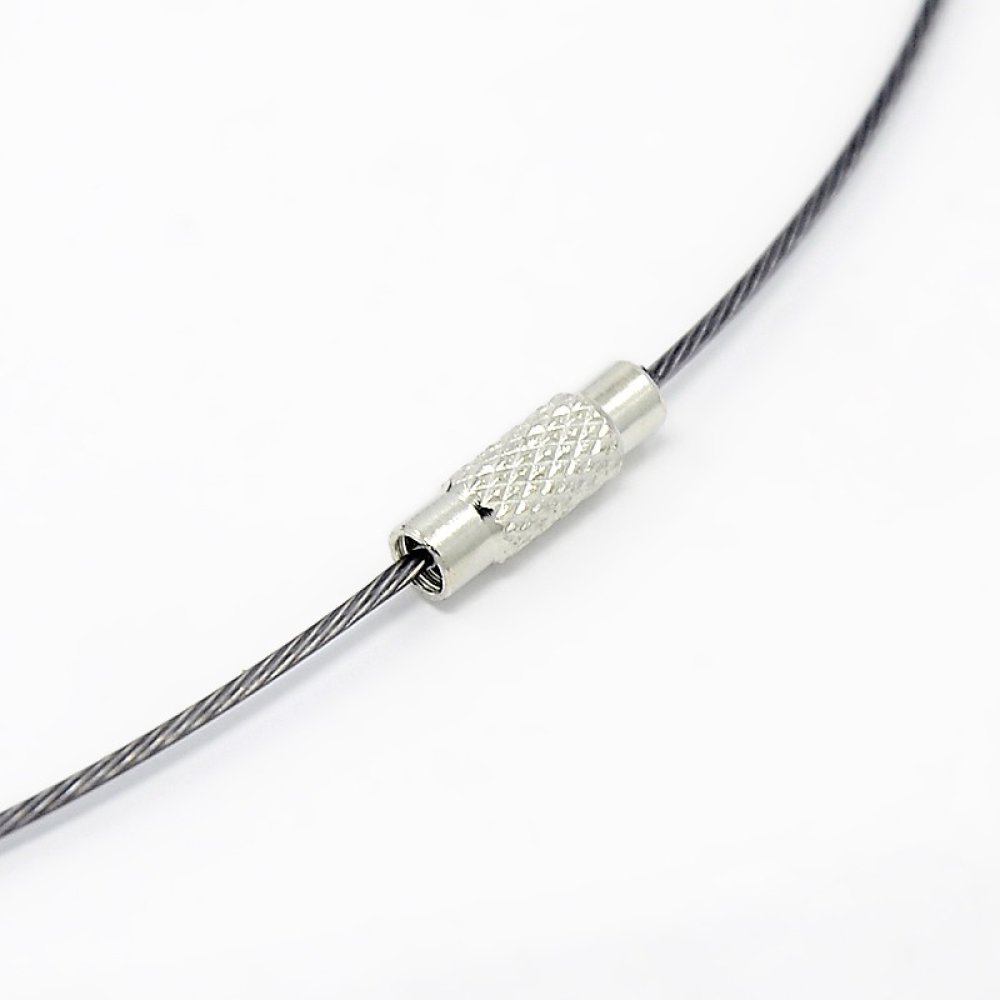 10 colliers tour de cou fil câblé rigide gris ardoise fermoir à visser N°01