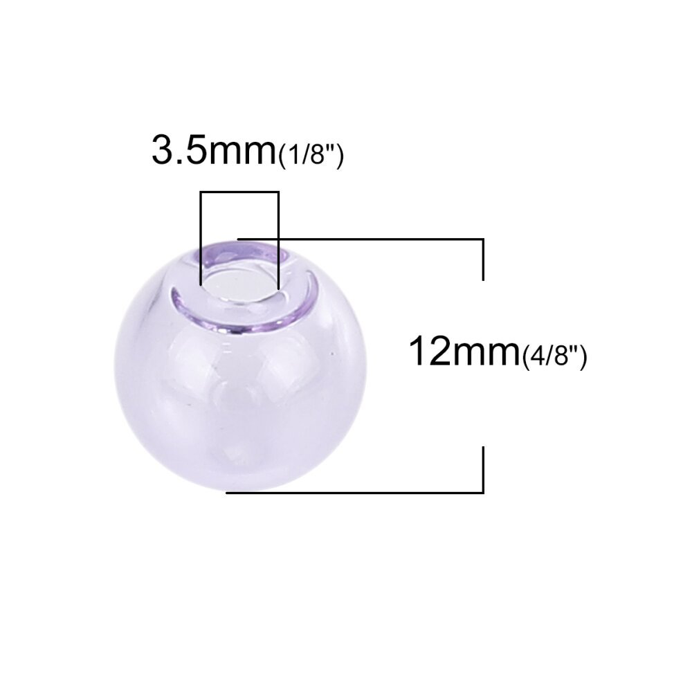 1 Boule en verre ronde à remplir de 12mm Violet