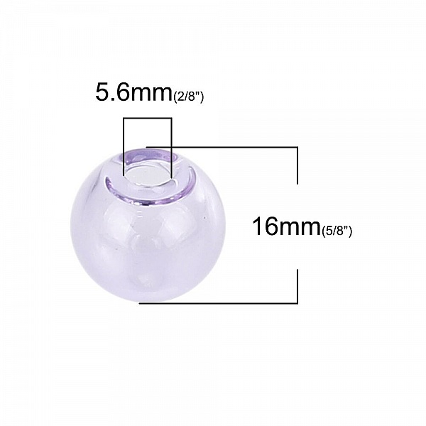 1 Boule en verre ronde &agrave; remplir de 16mm Violet