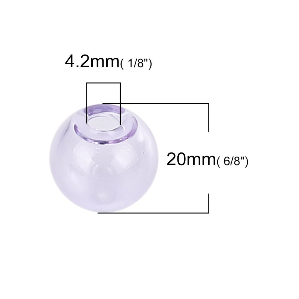 1 Boule en verre ronde à remplir de 20mm Violet