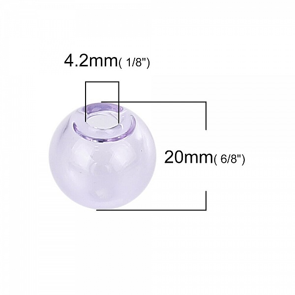 1 Boule en verre ronde &agrave; remplir de 20mm Violet