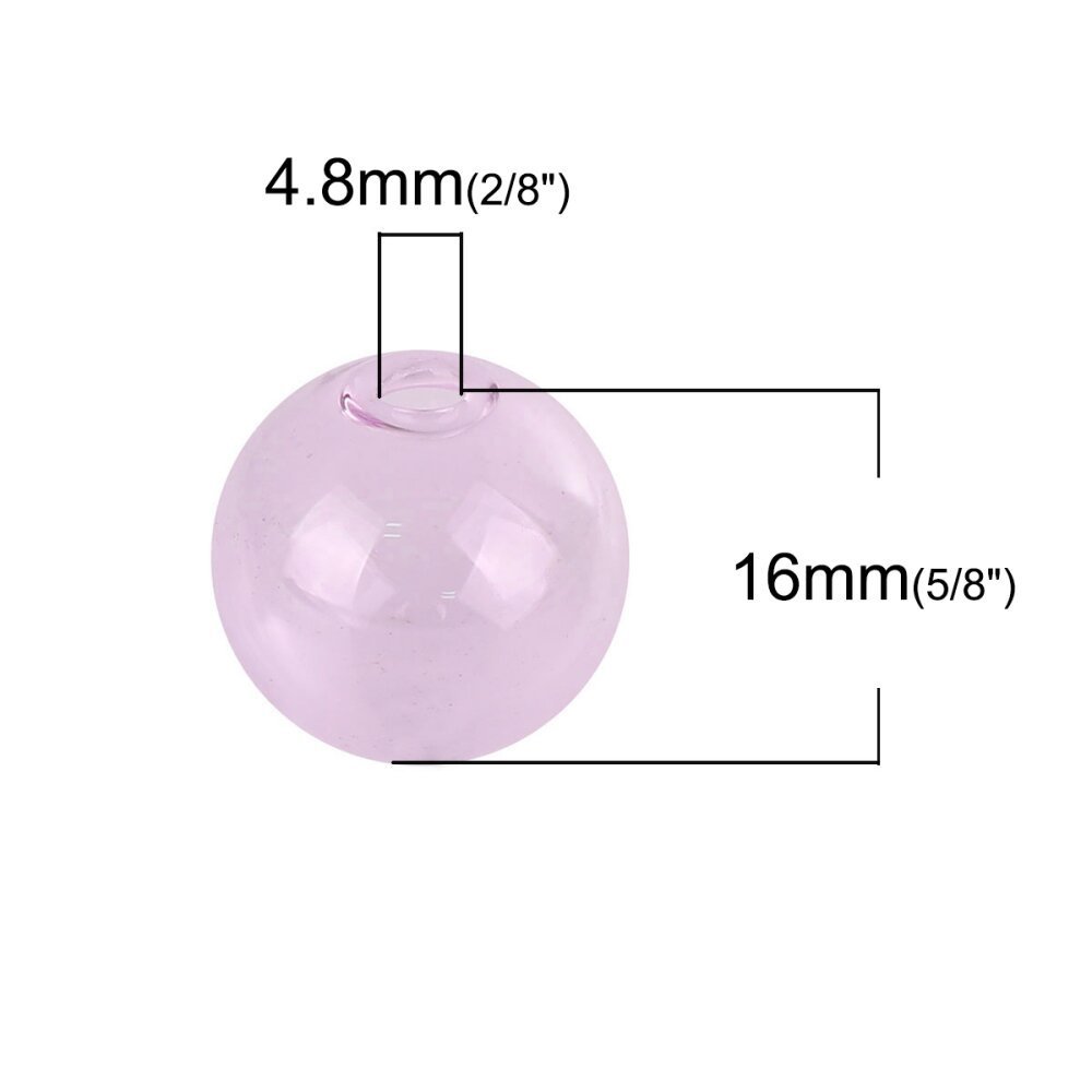 1 Boule en verre ronde de 16mm Rose à remplir