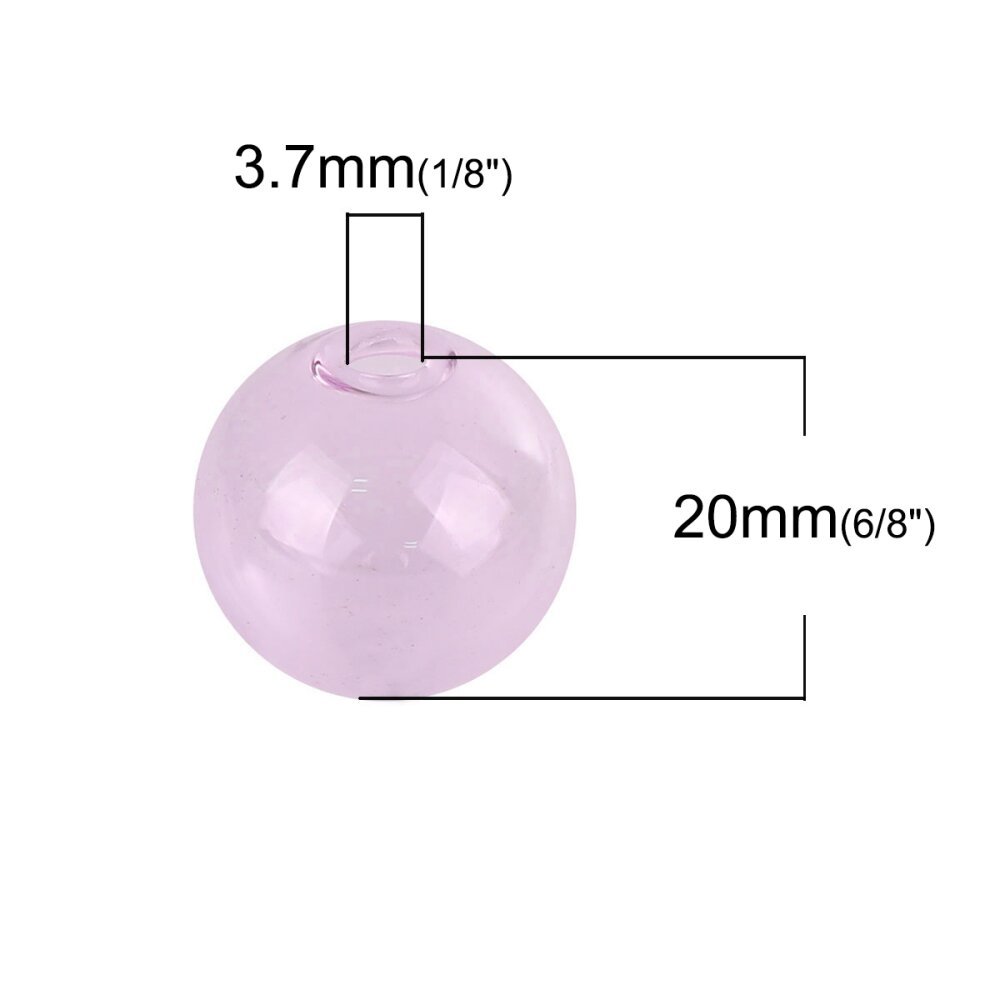 1 Boule en verre ronde de 20mm Rose à remplir