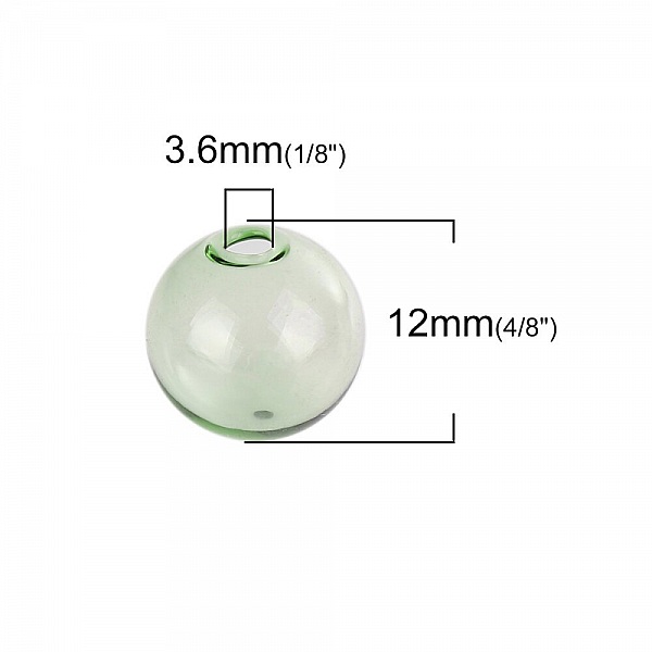 1 Boule en verre ronde de 12mm Vert &agrave; remplir