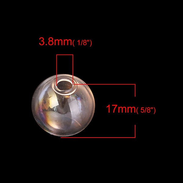 1 Boule en verre ronde &agrave; remplir de 17mm AB Transparent