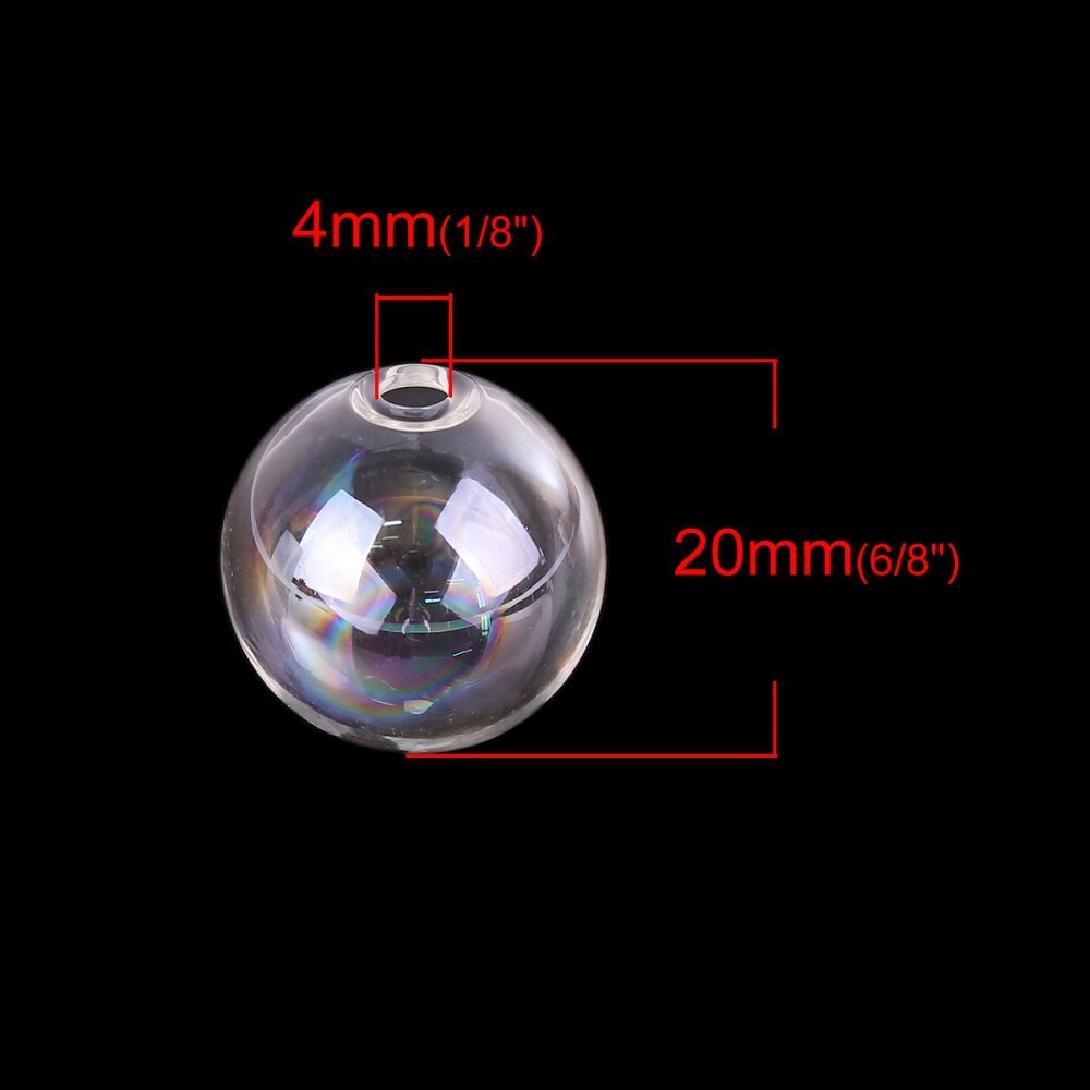 1 Boule en verre ronde à remplir de 20mm AB Transparent