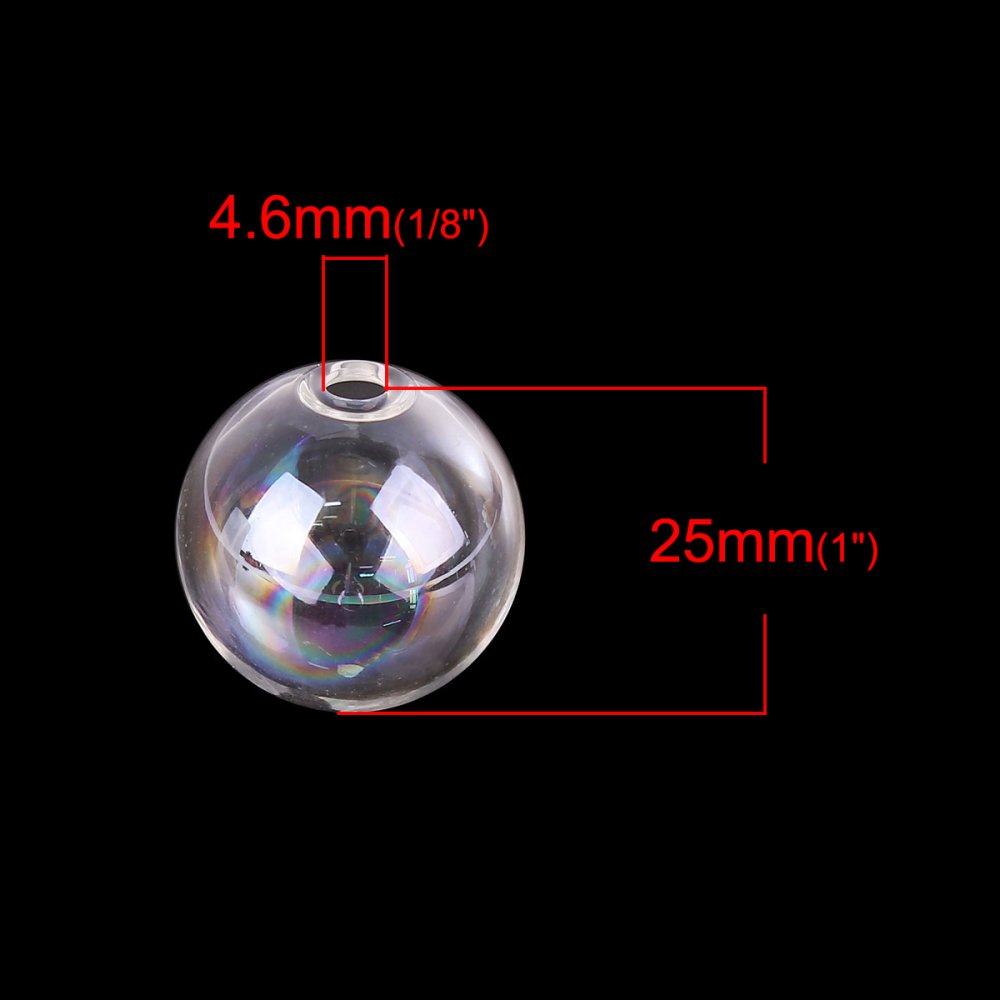 1 Boule en verre ronde à remplir de 25mm AB Transparent