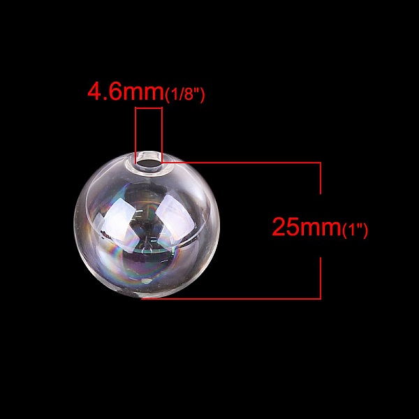 1 Boule en verre ronde &agrave; remplir de 25mm AB Transparent
