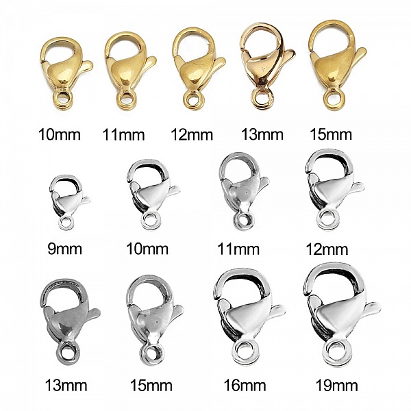 1 Fermoir Acier Inoxydable Mousqueton 12 x 07 mm.
