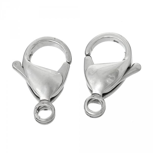 1 Fermoir Acier Inoxydable Mousqueton 15 x 9 mm