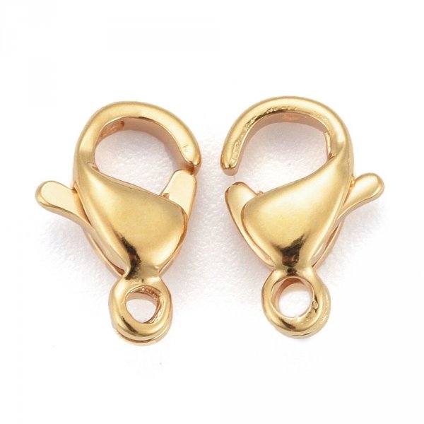 1 Fermoir Acier Inoxydable Plaqu&eacute; Or 24K Mousqueton 9 x 6 mm Dor&eacute;