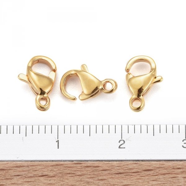 1 Fermoir Acier Inoxydable Plaqu&eacute; Or 24K Mousqueton 9 x 6 mm Dor&eacute;