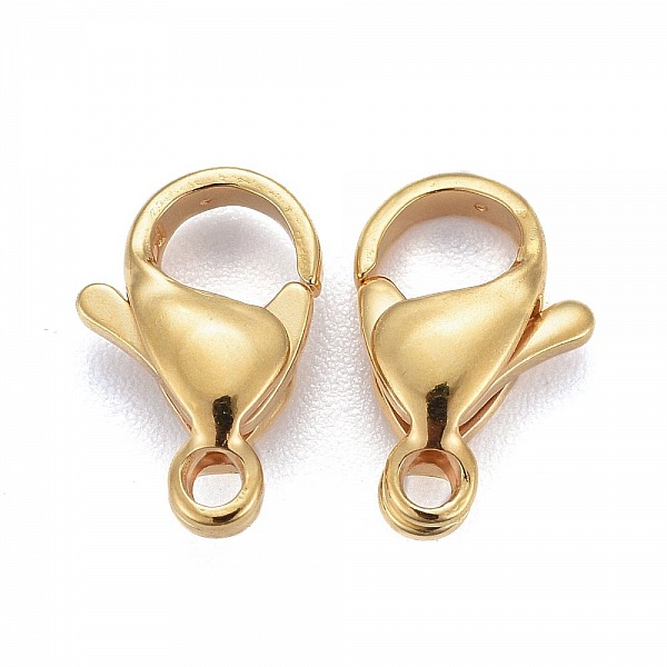 1 Fermoir Acier Inoxydable Plaqu&eacute; Or 24K Mousqueton 12 x 7 mm Dor&eacute;