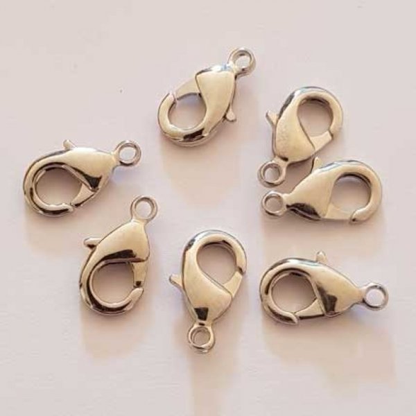 1 Fermoir Mousqueton 15 x 08 mm Argent Vieilli