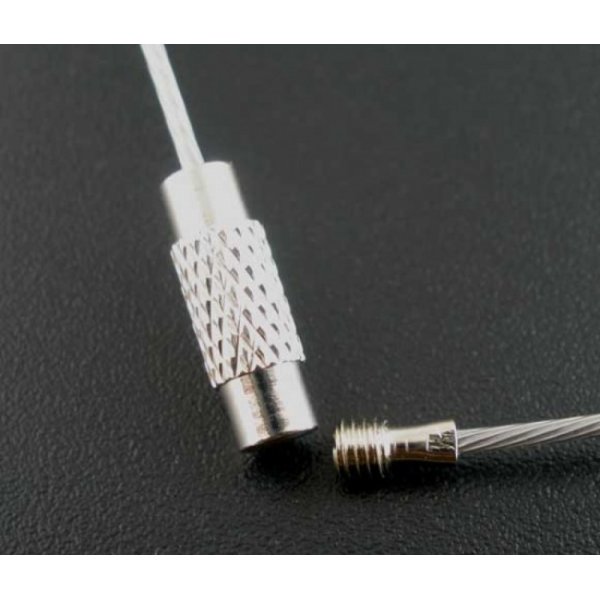 1 collier tour de cou fil c&acirc;bl&eacute; rigide gris fermoir &agrave; visser N&deg;01