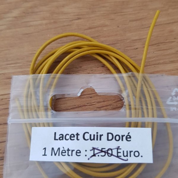 1 m&egrave;tre Cordon rond cuir lisse Dor&eacute; 1 mm