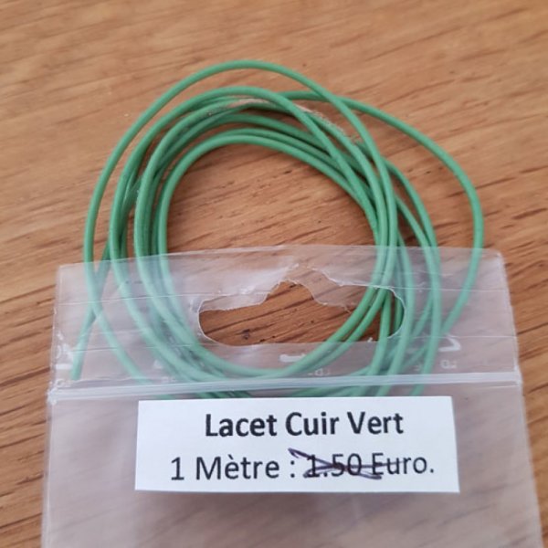 1 m&egrave;tre Cordon rond cuir lisse Vert 1 mm